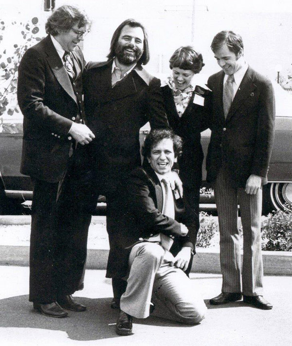Heber, Milton Katselas, Yvonne, Robert F. Lyons and kneeling, Pat Gualtieri circa 72-3